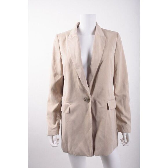 Massimo Dutti Womans Blazer Suit Jacket Cupro US 10 EU 42 Brown Tan 6024/524 NWT - Picture 1 of 6
